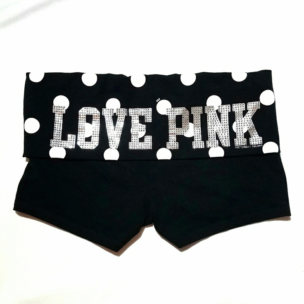 VS PINK black and white polka dot yoga shorts